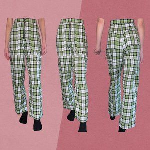 Ragged Priest Check Combat Granger Pants w/ Chain; Green, White, & Black Plaid